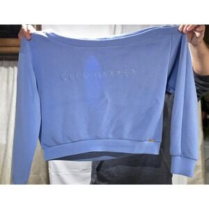 Cleo Harper Periwinkle Blue Cropped Sweatshirt with Cutout Back Size XL
